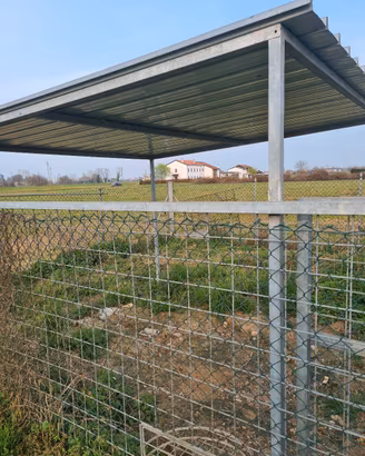 recinto per cani ad angolo con tettoia