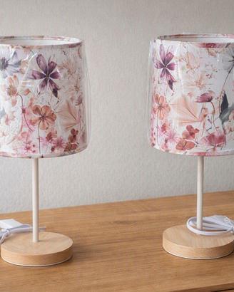 2 Coppia Lampade da Tavolo Floreali