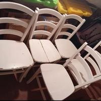 5 Sedie in legno bianco shabby
