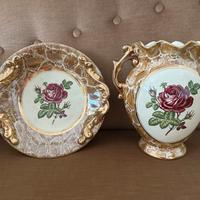 Centrotavola con vaso ceramica decorata anni 50