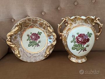 Centrotavola con vaso ceramica decorata anni 50