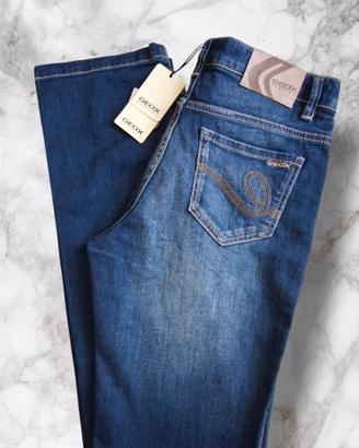 Geox Jeans Donna 40 Blu Dritti Slim Y2K Nuovi