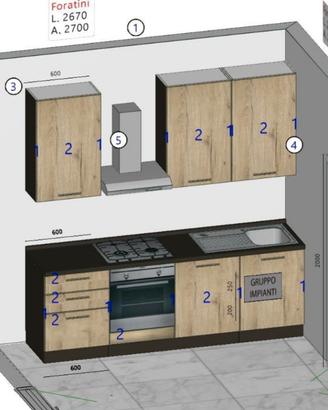 Cucina + camera da letto