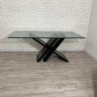 Tavolo anni '80 in MDF laccato nero lucido