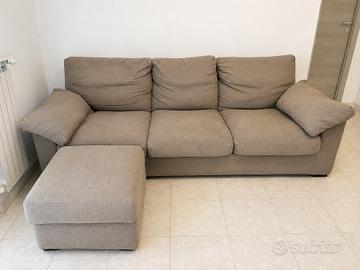 Divano letto 3 posti sfoderabile con pouf – 240 cm