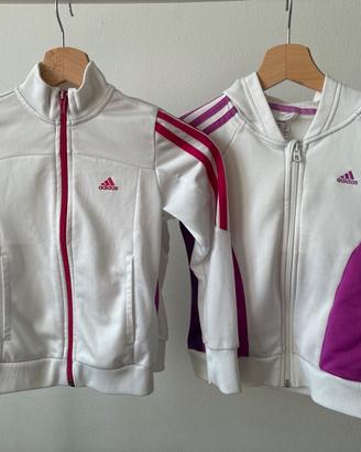 Lotto 2 felpe Adidas bambina bianche rosa/viola
