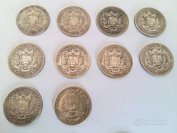 **VENEZUELA 2 BOLIVARES dal 1912 al 1945 argento**