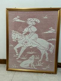 Quadro Artigianale Uncinetto – Cavaliere a Cavallo