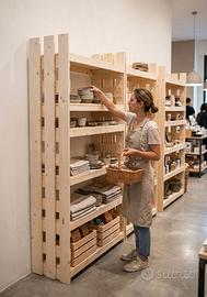 scaffale legno 5 ripiani no ikea design negozi bio