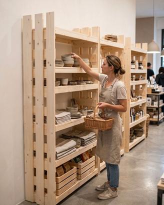 scaffale legno 5 ripiani no ikea design negozi bio