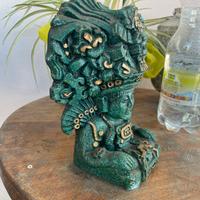 Statua maya mesoamericana in pietra turchese