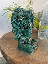 Statua maya mesoamericana in pietra turchese