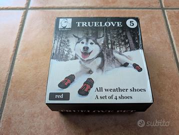 Scarpe cani ciaspole neve, all weather shoes red