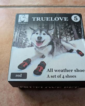 Scarpe cani ciaspole neve, all weather shoes red
