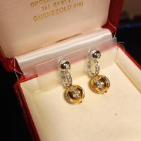 orecchini oro giallo e bianco con brillanti  veri
