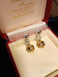 orecchini oro giallo e bianco con brillanti  veri