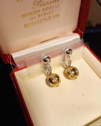 orecchini oro giallo e bianco con brillanti  veri