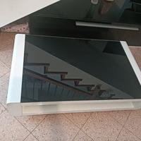 tavolino da salotto bianco e nero ripiano in vetro