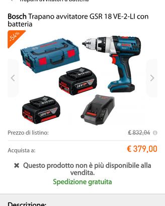 trapano avvitatore gsr 18-ve-li alte prestazioni 