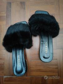 ciabatte nere con pelo 
