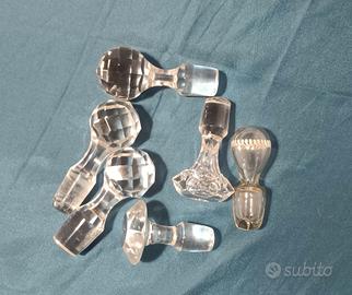 TAPPI BOTTIGLIA IN CRISTALLO SET 6 PEZZI VINTAGE