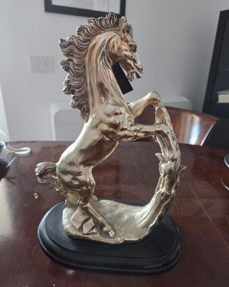 Scultura cavallo argento