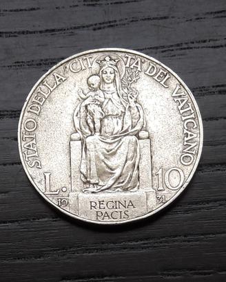 ARGENTO _ 10 lire VATICANO Regina Pacis _LEGGI