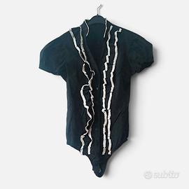 Body camicia nero rouches panna Coquette L