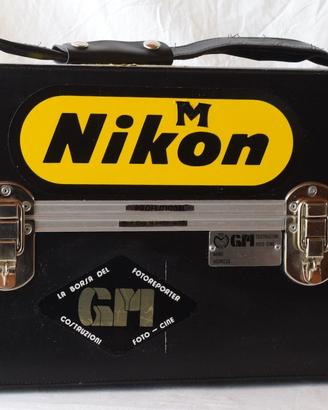 Valigia rigida in cuoio della GM Bologna, X Nikon