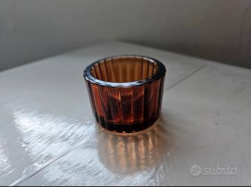 Porta candele in vetro ambrato