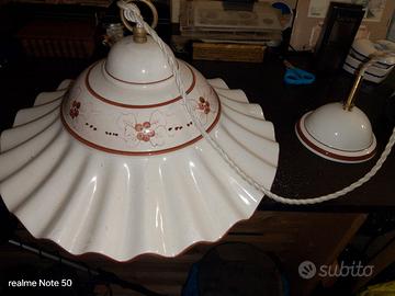 coppia di lampadari rustici in ceramica 