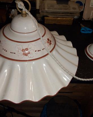 coppia di lampadari rustici in ceramica 