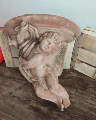 Putto tasca a parete in cotto toscano fatto a mano