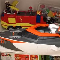 Camion pompieri + accessori e motoscafo Playmobi