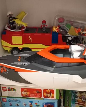 Camion pompieri + accessori e motoscafo Playmobi