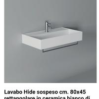 Lavabo rettangolare sospeso in ceramica bianca