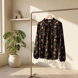 Blusa Motivi, nera, fantasia, taglia 44