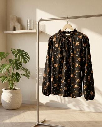 Blusa Motivi, nera, fantasia, taglia 44