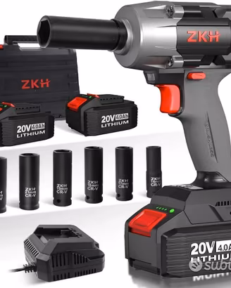 ZKH Avvitatore a percussione senza fili 2 batterie
