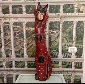 Statuina gatto in legno