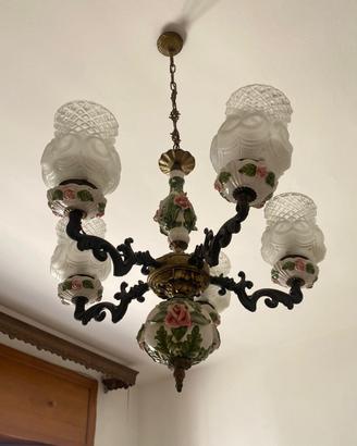 Lampadario classico stile Capodimonte anni ‘60/70