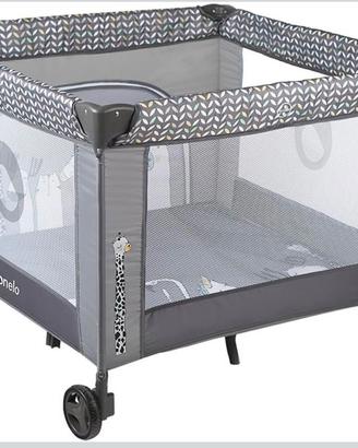 Box lettino pieghevole grigio con materassino