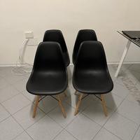 4 sedie design nero e legno stile moderno
