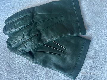 Guanti in pelle verdi foderati 100% cachemire