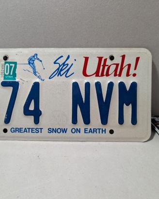 Targa Plate Ski Utah 2007 USA Stati Uniti original