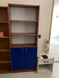 Libreria a due ante blu