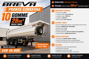 SEMIRIMORCHIO VASCA 28 METRI CUBI - 10 GOMME - PRO