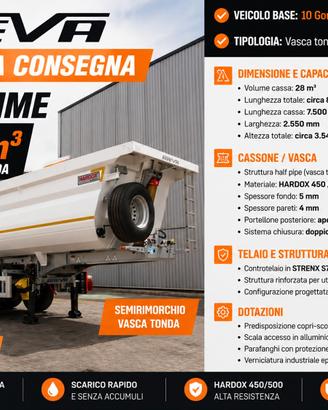 SEMIRIMORCHIO VASCA 28 METRI CUBI - 10 GOMME - PRO