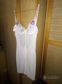 lingerie bianco e rosa trasparente, tg 3