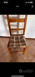 6 sedie legno massello e paglia